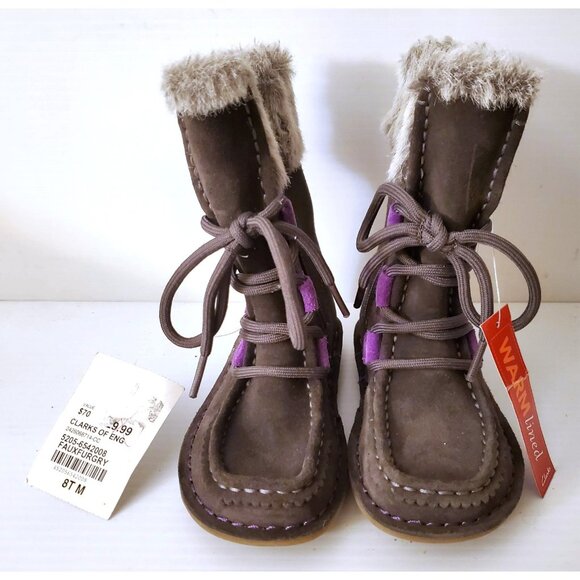 CLARKS GIRL WARM WINTER BOOTS INSULATED SIZE 8 TODDLER NWT - Picture 2 of 9